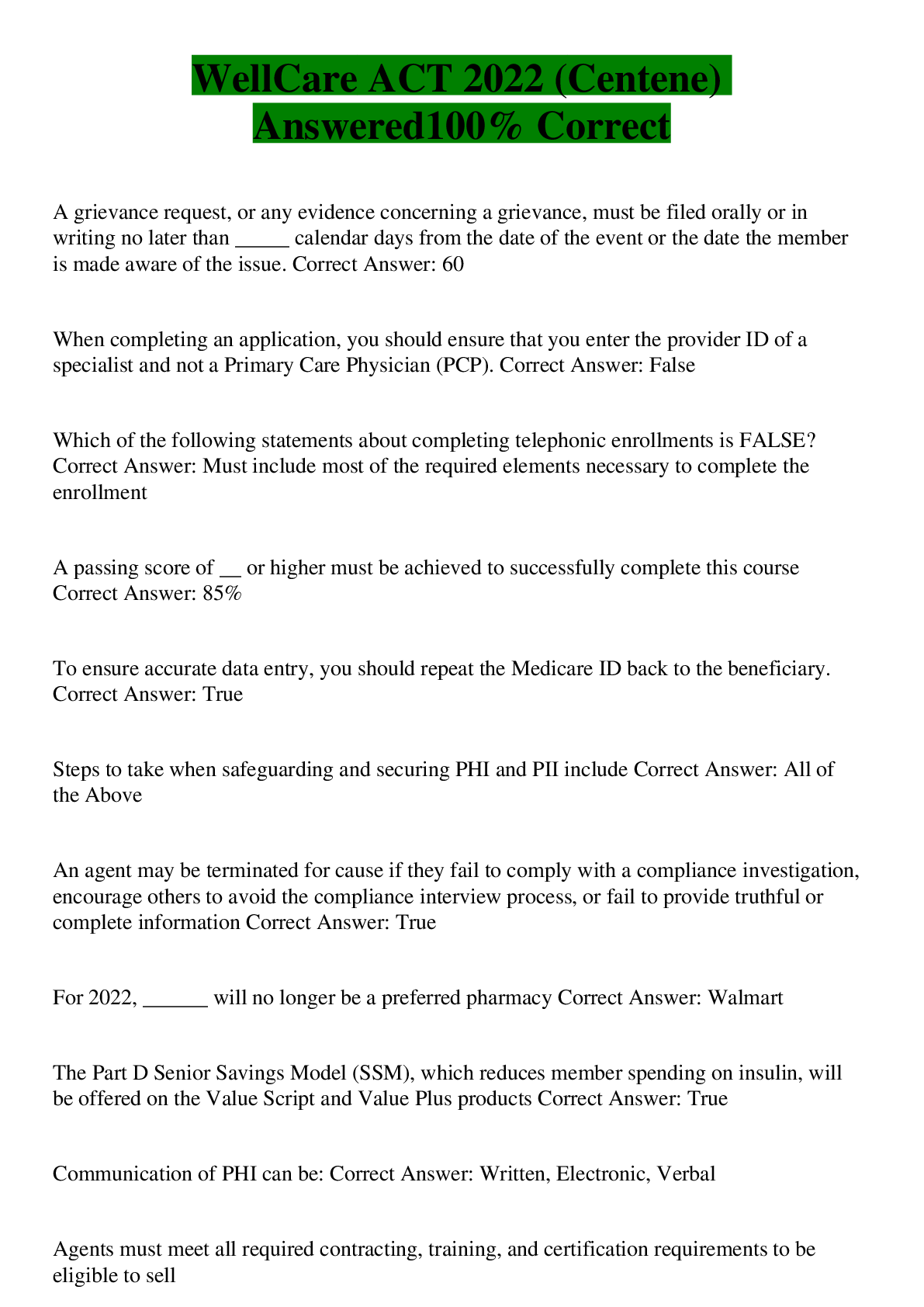 Preview image of 2022|Associate in Computer Technology|WellCare|Answered100% Correct document